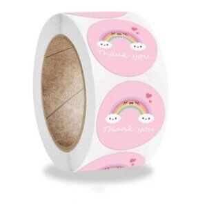 New 500 Pieces/roll Rainbow Thank-you Stickers Round Self-adhesive Stickers